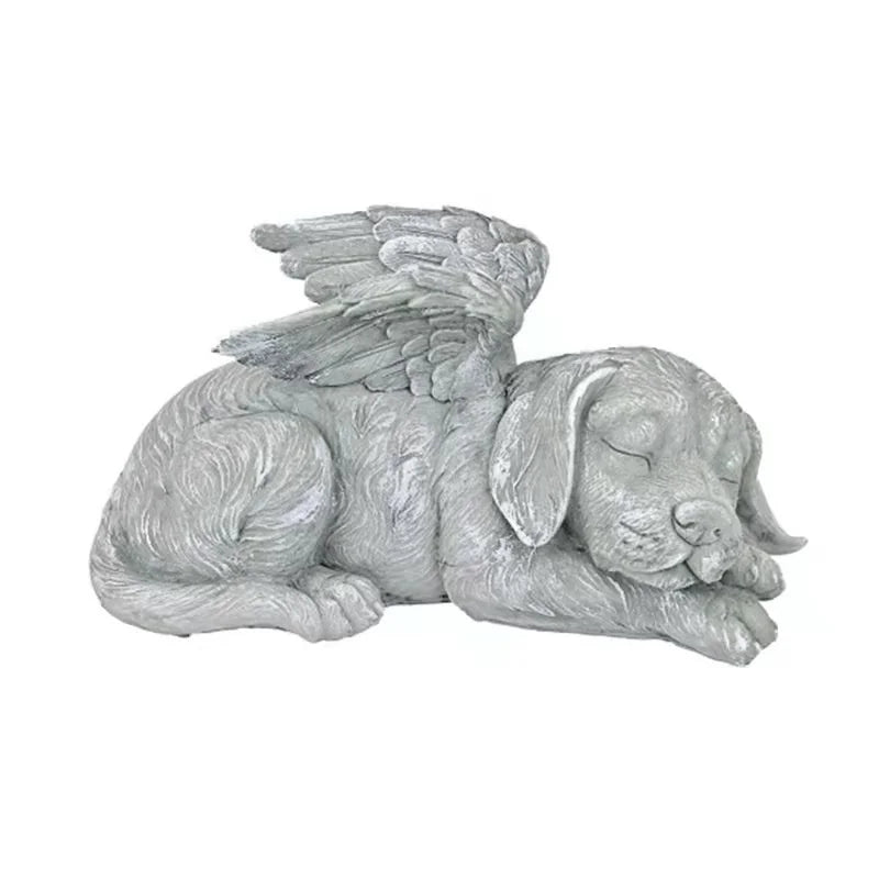 Resin Angel Dog Cat Statue Garden - La Mode Escape