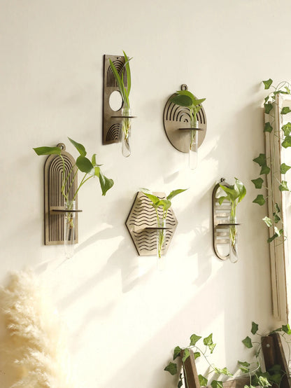 Jardinière murale pour plantes d'intérieur - Décoration murale en bois Boho - Jardinière suspendue - Décoration de la maison - Vases muraux pour fleurs séchées - La Mode Escape