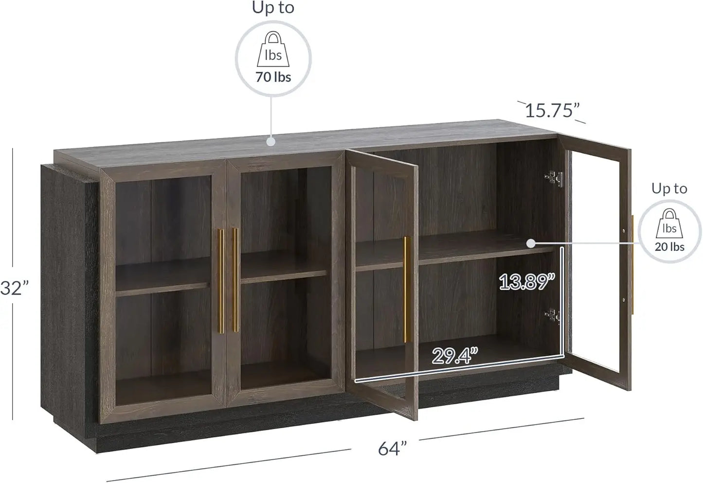 Buffet en Bois - Placard ouvert - Pour Salle à Manger