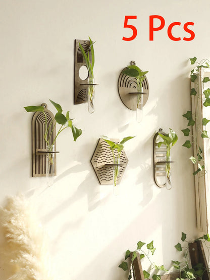 Jardinière murale pour plantes d'intérieur - Décoration murale en bois Boho - Jardinière suspendue - Décoration de la maison - Vases muraux pour fleurs séchées - La Mode Escape