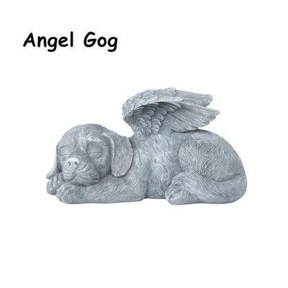 Resin Angel Dog Cat Statue Garden - La Mode Escape