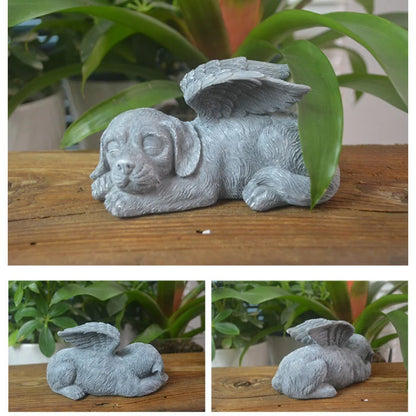 Resin Angel Dog Cat Statue Garden - La Mode Escape